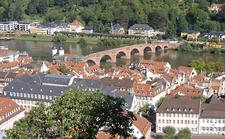 Ausflug nach Heidelberg (Bild: Blick vom Scloß auf die Neckarbrücke)
